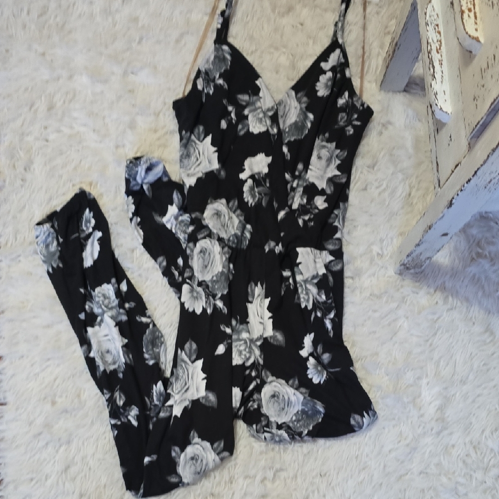 Eye Candy Black and White Floral Jumpsuit